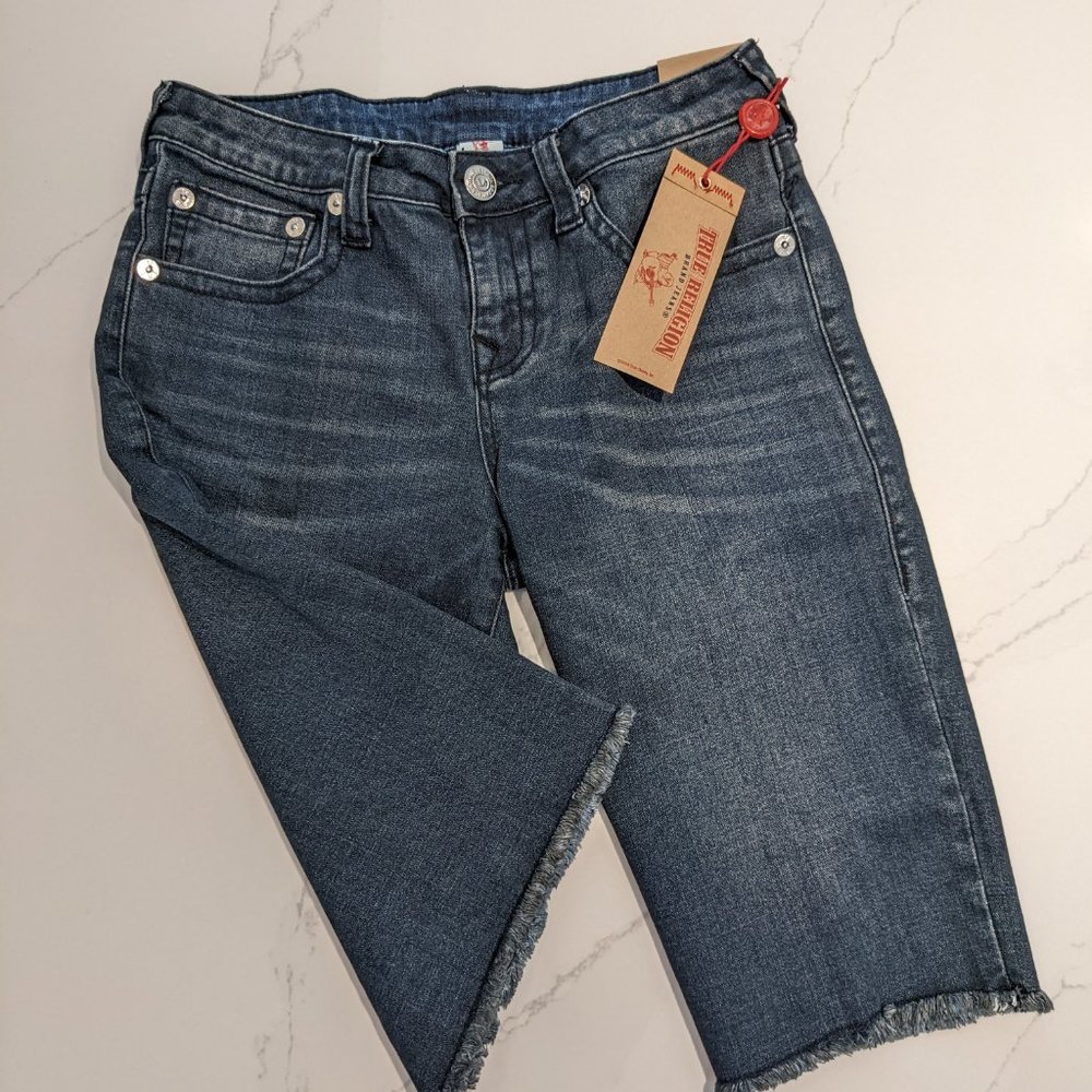 True Religion Denim Shorts NWT Medium Dark Wash Size 16 Girls